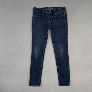 American Eagle Jeans Womens 4 Short Blue Jegging Stretch Distressed Denim Preppy
